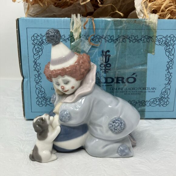 LLADRO Pierrot Clown Puppy and Ball #5278 Retired Made Spain 1985 Nino pierrot - Picture 1 of 16
